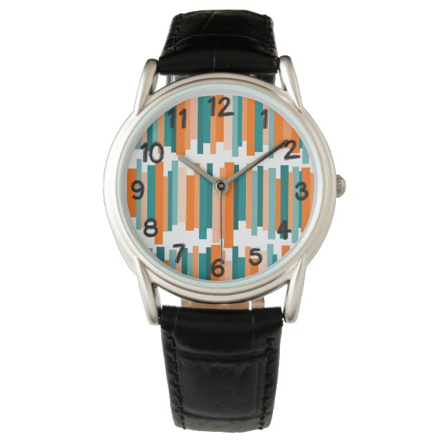 Jagdlinien - Aquamarin und Orange Armbanduhr (Vorderseite)
