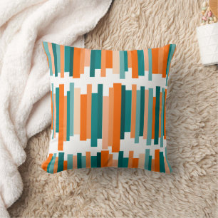Jagdlinien - Aquamarin und Orange Kissen