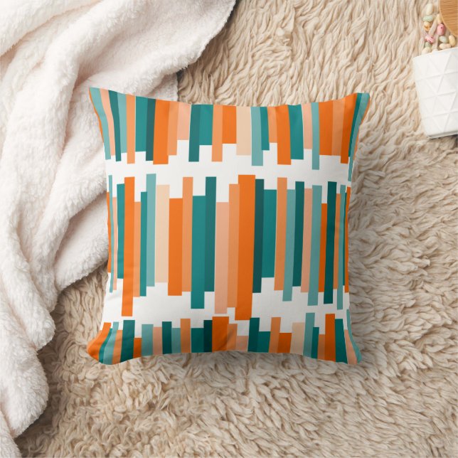 Jagdlinien - Aquamarin und Orange  Kissen (Decke)