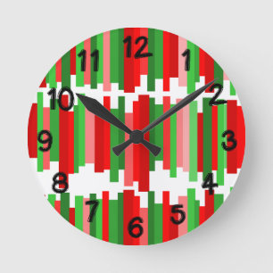 Jagdlinien - Rot und Grün Runde Wanduhr