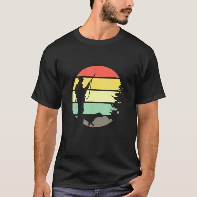 Jagdlizenz Retro-Sunset-Jäger mit Jagd D T-Shirt (Vorderseite)