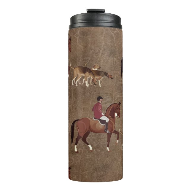 Jagdreiter und Hunde Thermosbecher (Vorderseite)