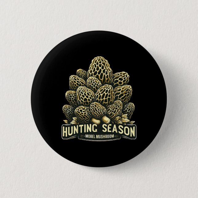Jagdsaison Morel Mushroom Futter Button (Vorderseite)