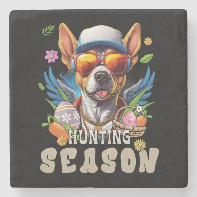 Jagdsaison Ostereier Steinuntersetzer (Vorderseite)