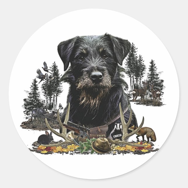 Jagdschrecker - vielseitiger Jagdhund Runder Aufkleber (Vorderseite)