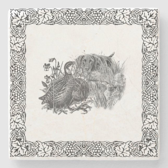 Jagdsteg mit Jagdhund Steinuntersetzer (Vorderseite)