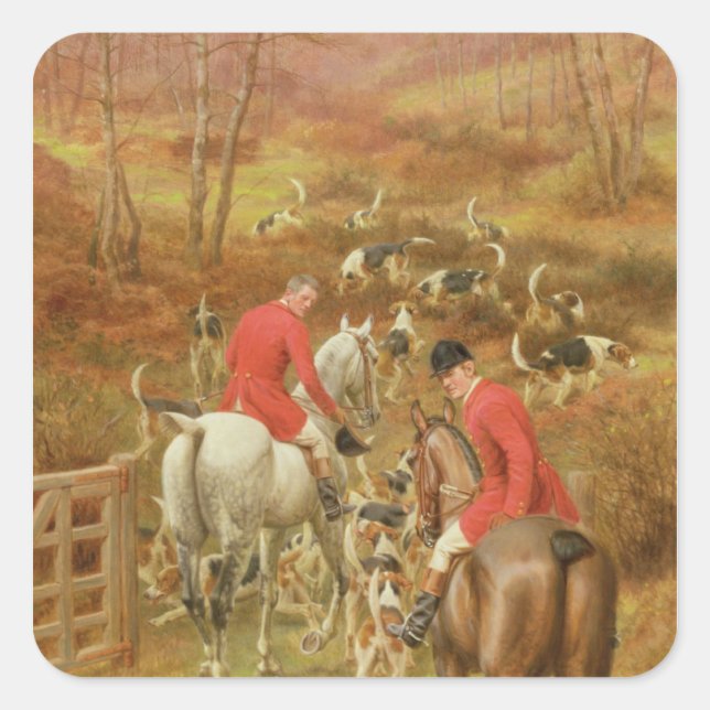 Jagdszene, 1906 quadratischer aufkleber (Vorderseite)