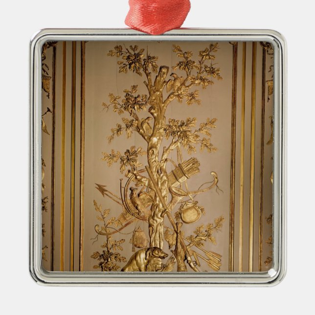 Jagdszene, hölzerner Panelling vom Speisen Silbernes Ornament (Vorne)