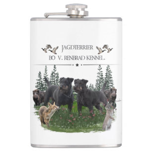 Jagdterer Bo gegen Renbrad Kennel. HP Notebook-Ski Flachmann