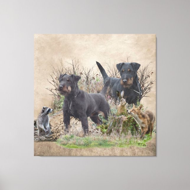 Jagdterer , Bo gegen Renbrad Kennel.'' Sticker Pap Leinwanddruck (Vorderseite)