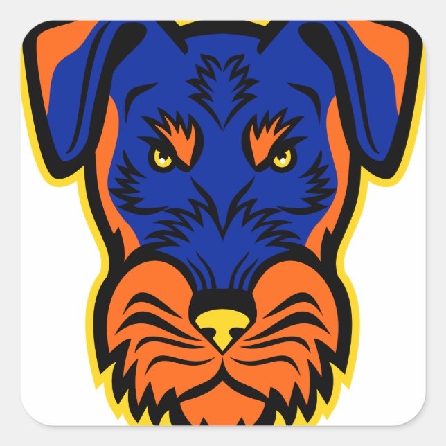 Jagdterer Front Mascot Quadratischer Aufkleber (Vorderseite)