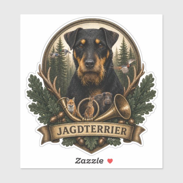 Jagdterrier ,  Jagd Logo Aufkleber (Blatt)