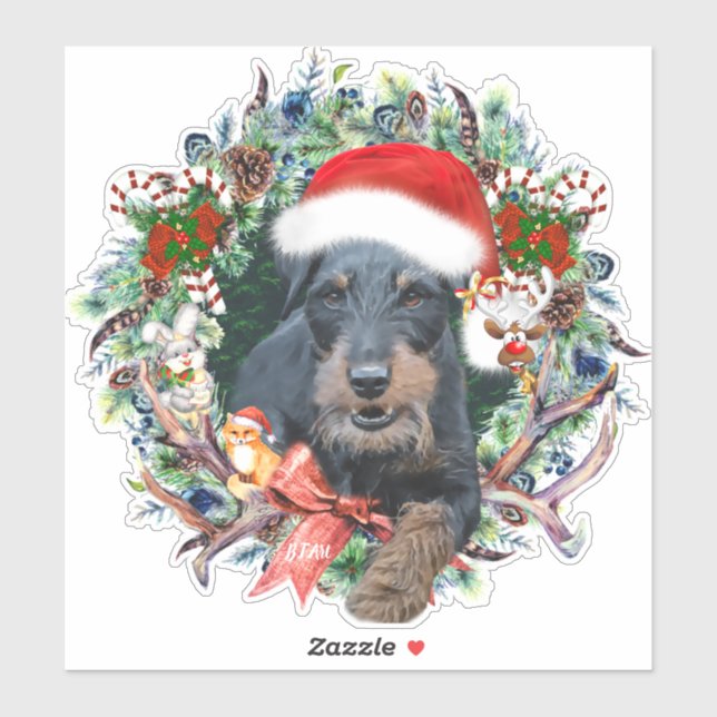 Jagdterry, Frohe Weihnachten Aufkleber (Blatt)