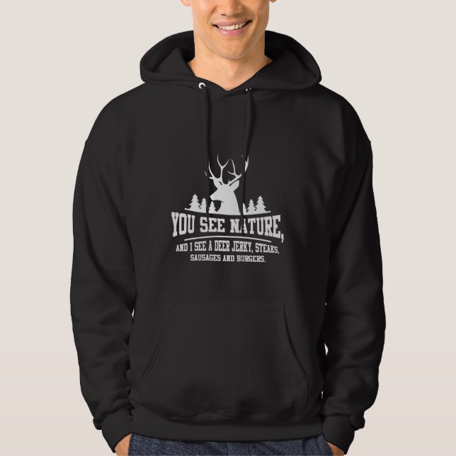 Jagdtierjäger der Hirschjagd Steaks Burger Hoodie (Vorderseite)