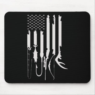Jagen Fischen US Flag American Themed Deco Mousepad