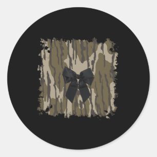 Jagen Girl Camouflage Black Bow Ribbon Runder Aufkleber