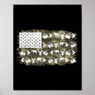 Jagen Hirschjäger Camouflage American Flag Usa Fun Poster
