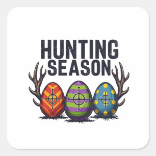 Jagen Jahreszeit Ostern Jagd Eier Funny Quadratischer Aufkleber