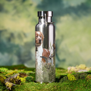 Jagen mit einem Bretagne-Hund, Kunst Trinkflasche