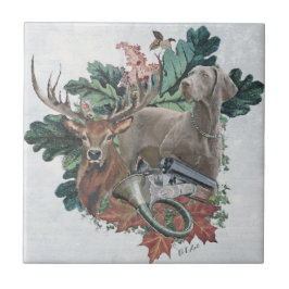 Jagen mit einem Weimaraner, "Grauer Geist" Fliese