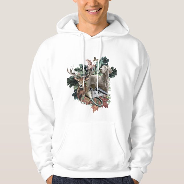 Jagen mit einem Weimaraner, "Grauer Geist" Hoodie (Vorderseite)