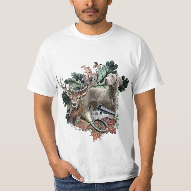 Jagen mit einem Weimaraner, "Grauer Geist" T-Shirt (Vorderseite)