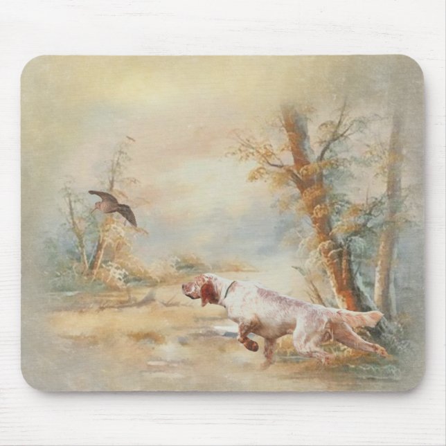 Jagen mit englischem Setter im Wald, Ar Mousepad (Vorne)