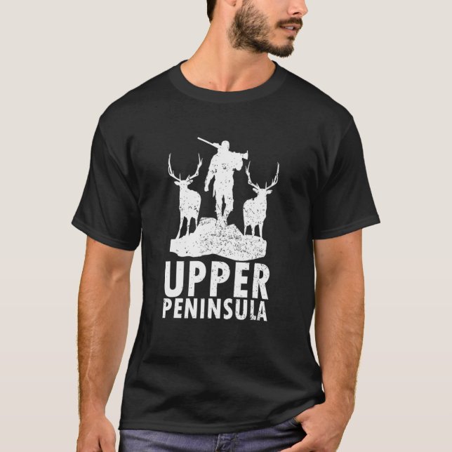 Jagen Obere Halbinsel Yooper Oberer Michigan T-Shirt (Vorderseite)