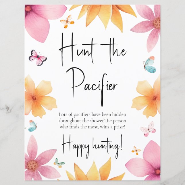 Jagen Sie das Schnuller Baby Shower Paper (Vorderseite)