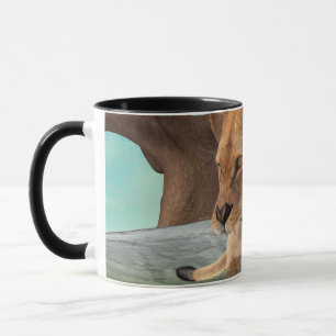 Jagende Löwin Tasse