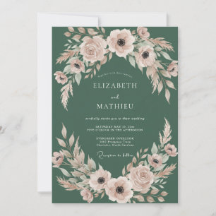 Jäger-Braut Hochzeit mit rosa Blättern Einladung