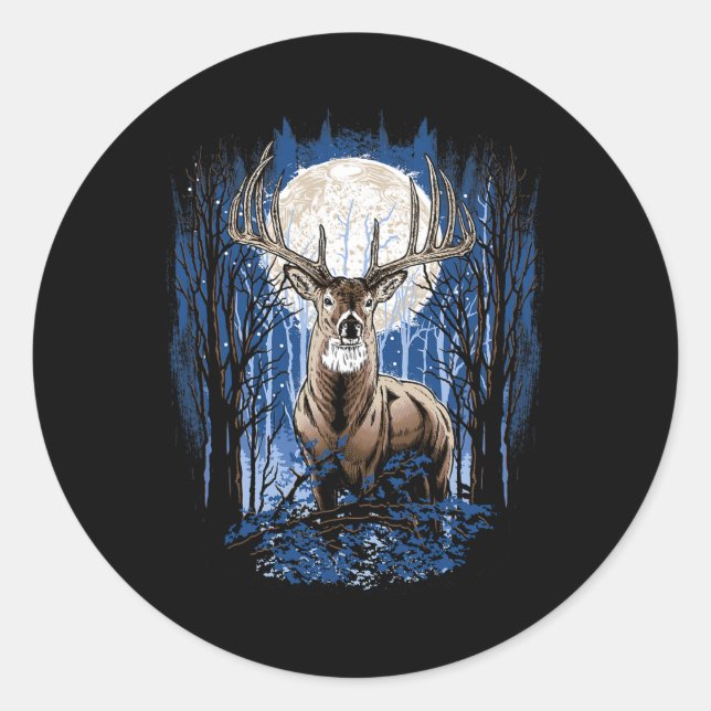 Jäger Deer Jagd Big Whitetail Buck Runder Aufkleber (Vorderseite)