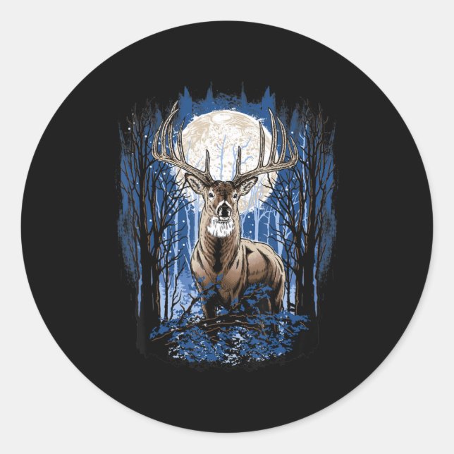 Jäger Deer Jagd Big Whitetail Buck Runder Aufkleber (Vorderseite)