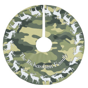 Jäger Elch und Camouflage IHR NAME Tree Rock Polyester Weihnachtsbaumdecke