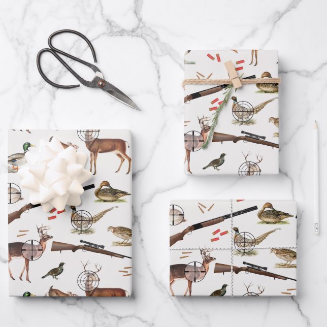 Jäger im Freien Muster Geschenkpapier Set (Vorderseite)