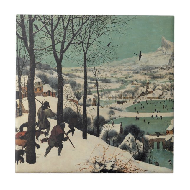 Jäger im Schnee, berühmtes Kunstwerk, Fliese (Vorderseite)