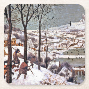 Jäger im Schnee, Pieter Bruegel der Ältere Rechteckiger Pappuntersetzer
