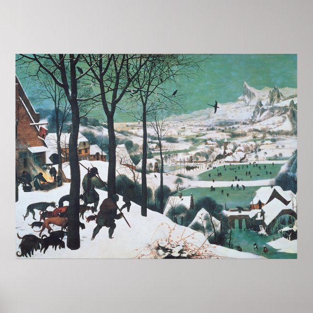 Jäger im Schnee von Pieter Bruegel Poster (Vorne)