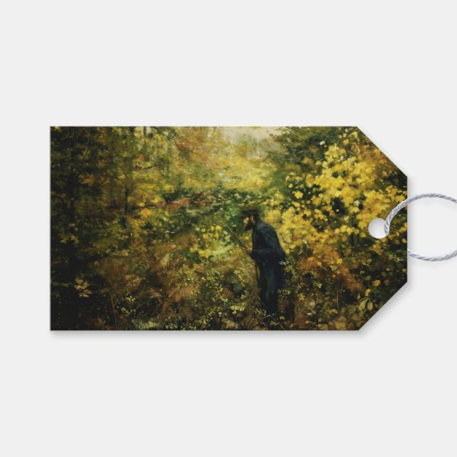 Jäger im Wald (von H.A. Brendekilde) Geschenkanhänger (Vorderseite (Horizontal))