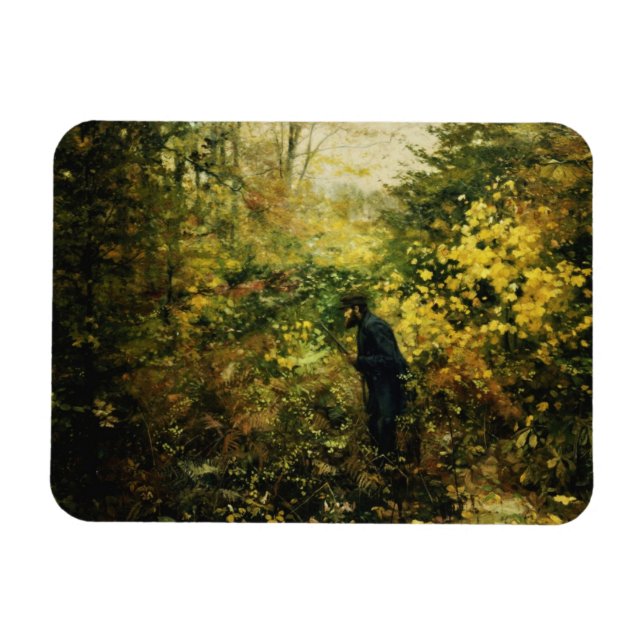 Jäger im Wald (von H.A. Brendekilde) Magnet (Horizontal)