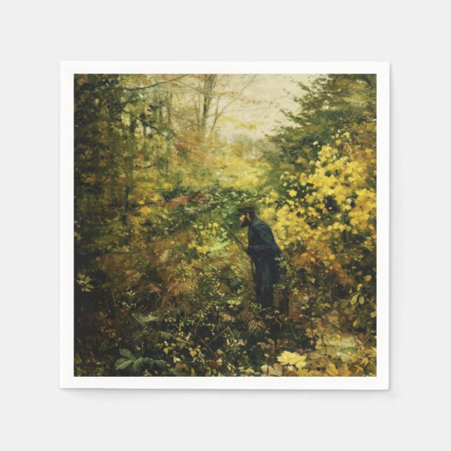 Jäger im Wald (von H.A. Brendekilde) Serviette (Vorderseite)
