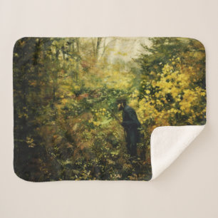 Jäger im Wald (von H.A. Brendekilde) Sherpadecke