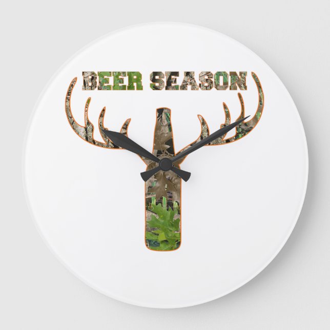 Jäger in der Biersaison - Geschenk für Jäger Große Wanduhr (Vorderseite)