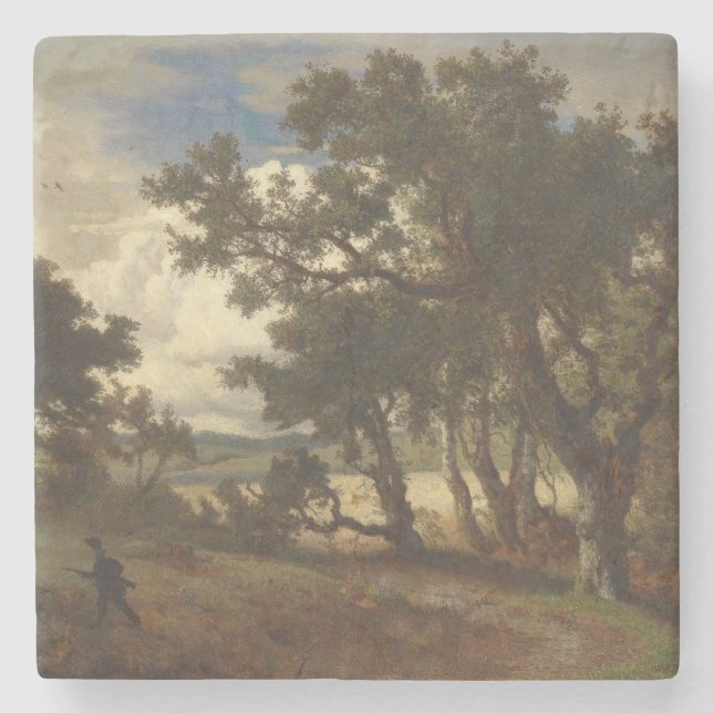 Jäger in der deutschen Landschaft (von Achenbach) Steinuntersetzer (Vorderseite)