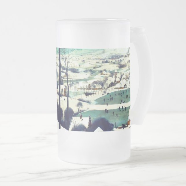 Jäger in der Schneelandschaft Pieter Bruegel Mattglas Bierglas (VorderseiteRechts)