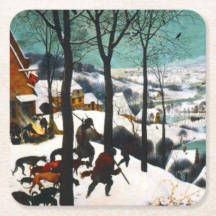 Jäger in der Schneelandschaft Pieter Bruegel Rechteckiger Pappuntersetzer