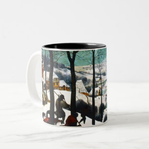 Jäger in der Schneelandschaft Pieter Bruegel Zweifarbige Tasse