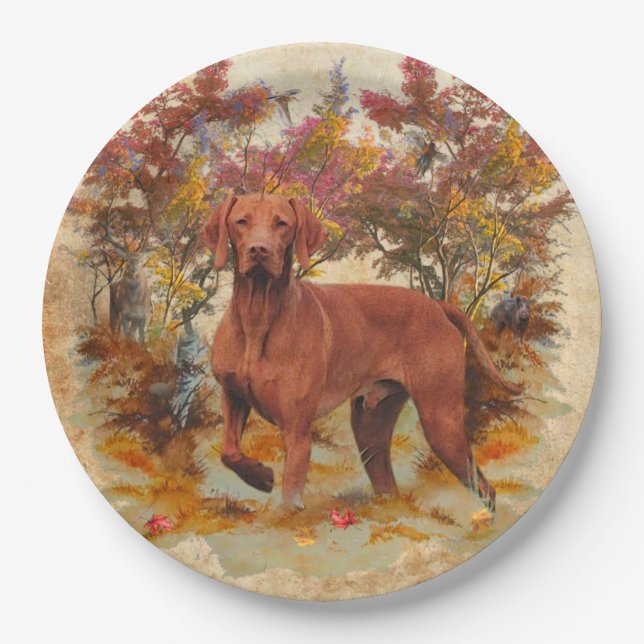 Jäger , Lebenspartner Vizsla-Papier-Teller Pappteller (Vorderseite)