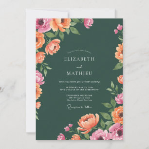 Jäger Magenta Ranunculus Eukalyptus Hochzeit Einladung