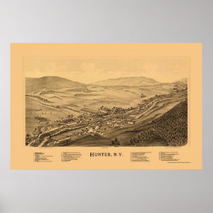 Jäger, NY panoramische Karte - 1890 Poster